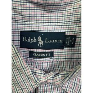 Ralph Lauren Classic Fit Men 16 32/33 Pink Blue Check Button Down Shirt Long Slv